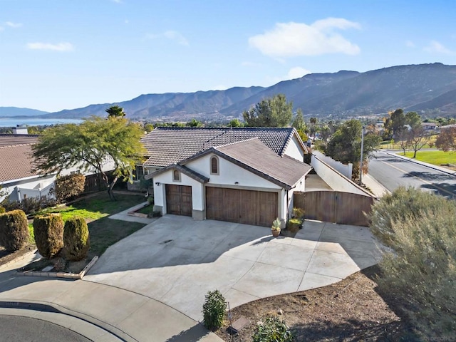 exterior space featuring a mountain view