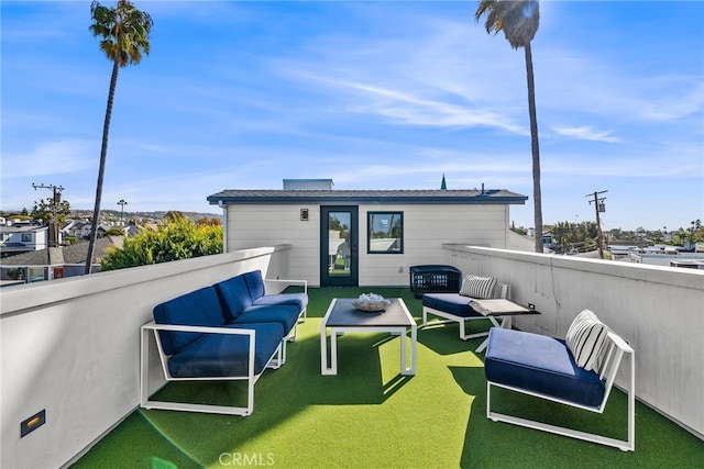 view of patio / terrace featuring outdoor lounge area and a balcony