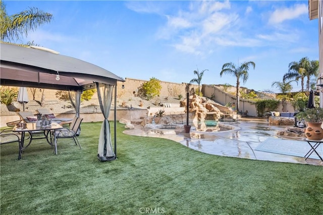 view of yard with a gazebo