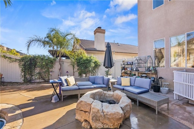 view of patio with an outdoor living space