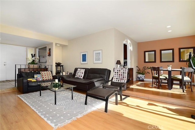 living room with hardwood / wood-style floors