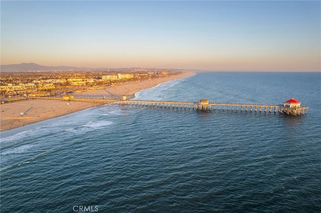 exterior space featuring a beach view