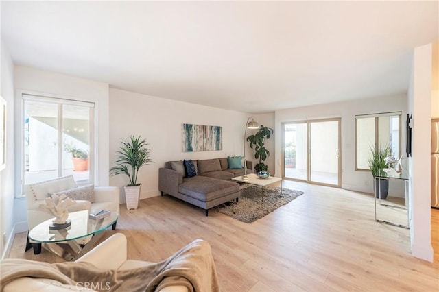 living room featuring light hardwood / wood-style flooring