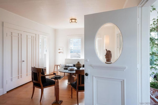 living area featuring light hardwood / wood-style floors