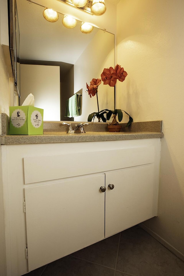 bathroom with vanity and tile patterned floors