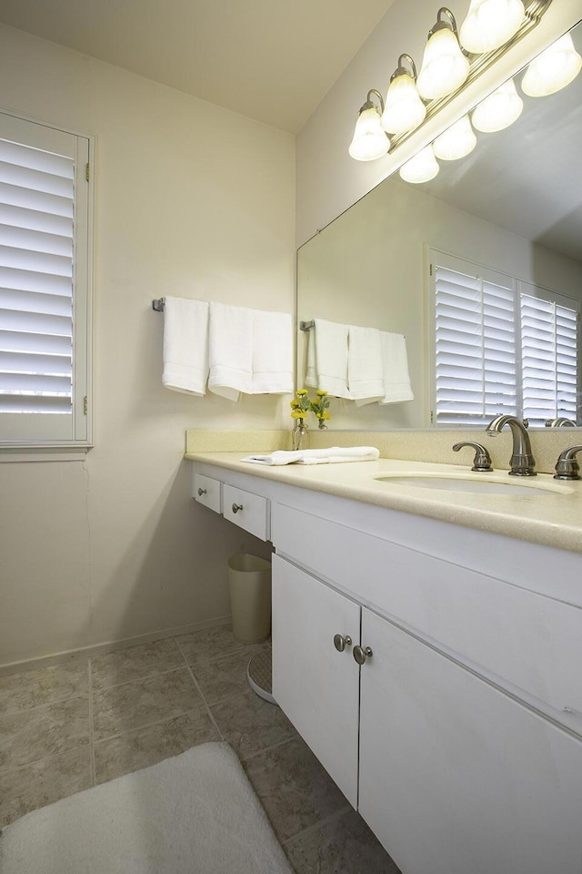 bathroom featuring vanity and tile patterned flooring