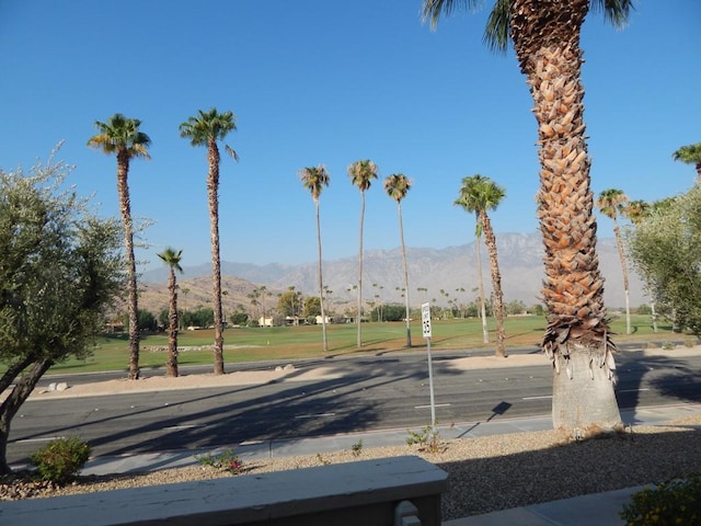 view of community featuring a mountain view