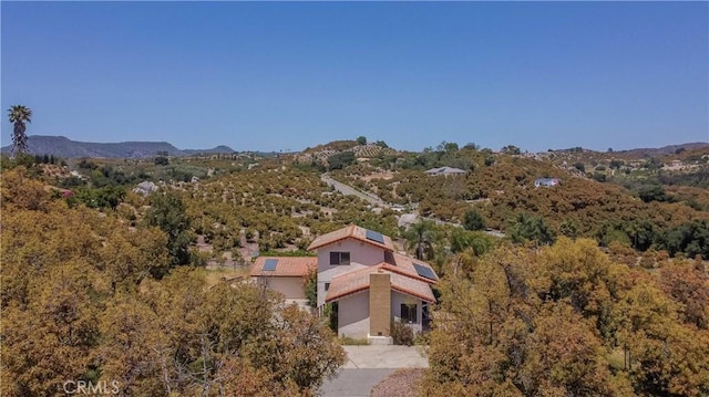 drone / aerial view with a mountain view