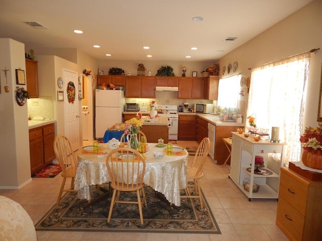 view of tiled dining area