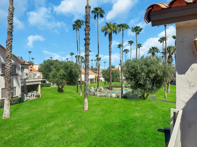 view of yard with a swimming pool