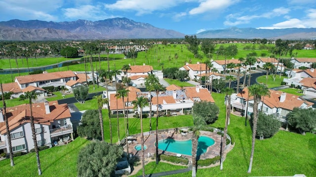 aerial view featuring a mountain view