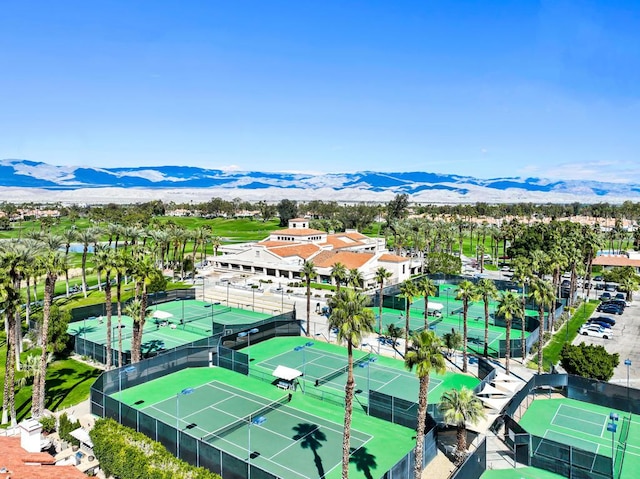 aerial view with a mountain view