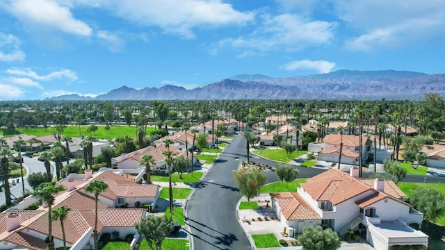 aerial view with a mountain view