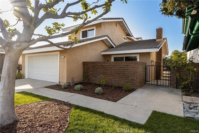 view of front of house with a garage