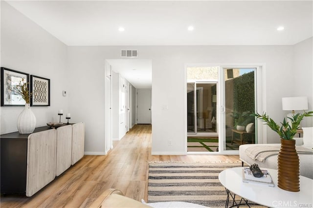 living room with light wood-type flooring