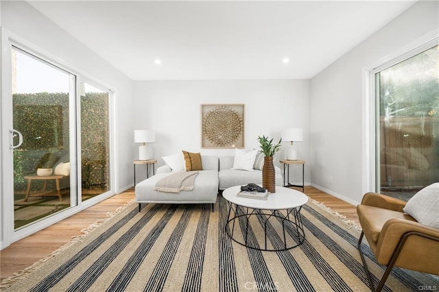 sitting room featuring light hardwood / wood-style floors