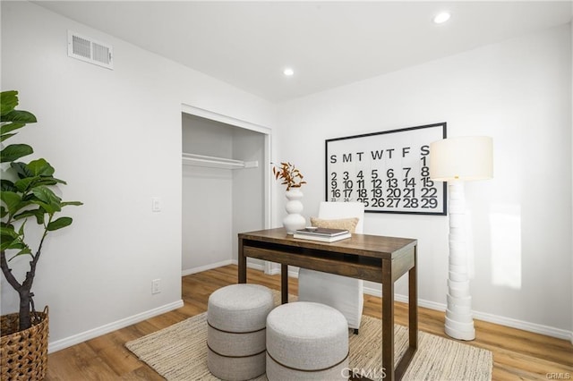 office featuring light hardwood / wood-style flooring