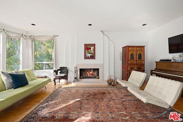 living room with light hardwood / wood-style floors