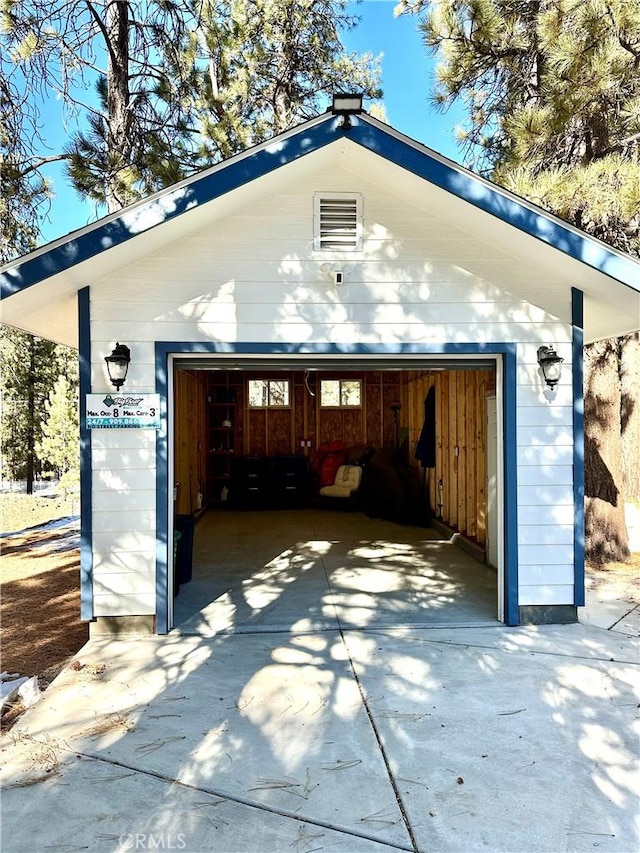 view of garage