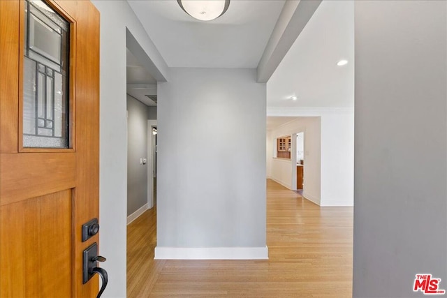 hall featuring light hardwood / wood-style floors