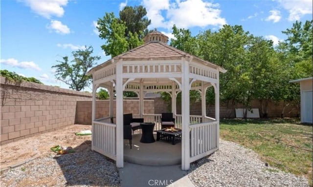 view of patio / terrace with a gazebo