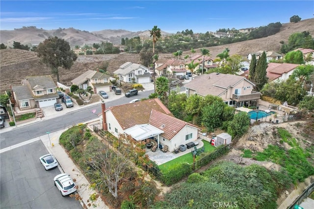 aerial view with a mountain view