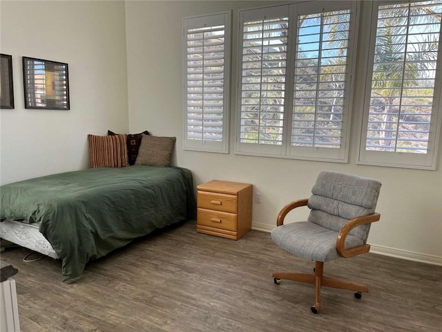 bedroom featuring dark hardwood / wood-style floors