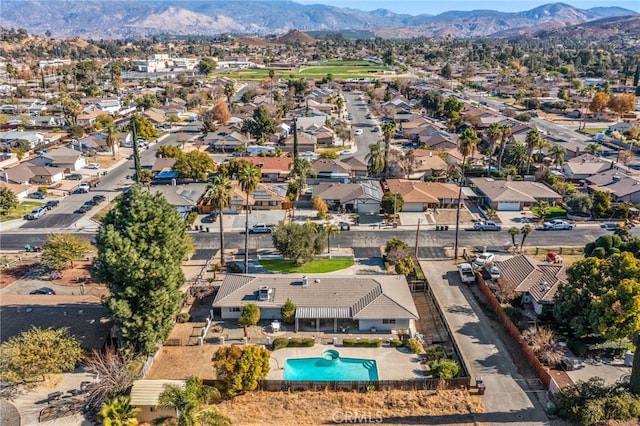 birds eye view of property featuring a residential view and a mountain view