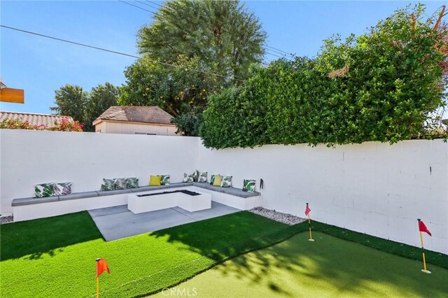 view of yard featuring a fenced backyard and a patio