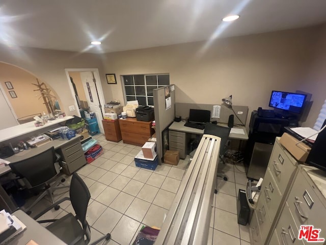 office space featuring light tile patterned floors