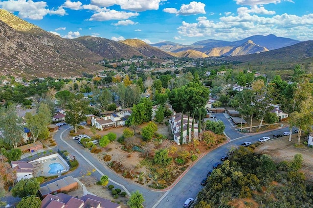 aerial view with a mountain view