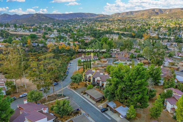 bird's eye view featuring a mountain view