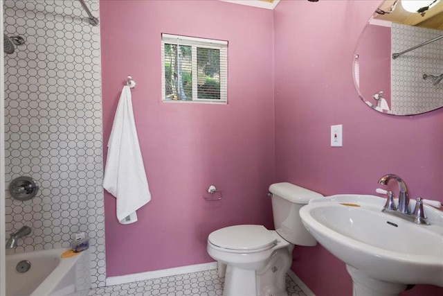 full bathroom featuring shower / bath combination, sink, and toilet