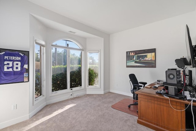 view of carpeted office space