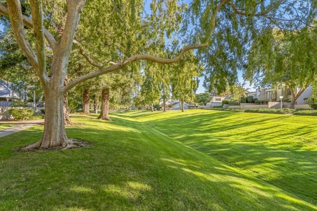 view of property's community with a lawn