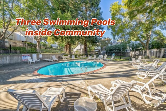 view of pool featuring a patio