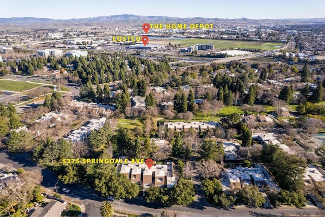 aerial view with a mountain view