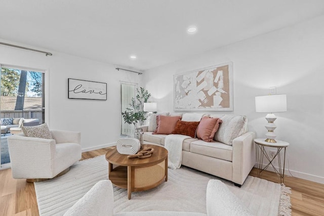 living room with hardwood / wood-style flooring