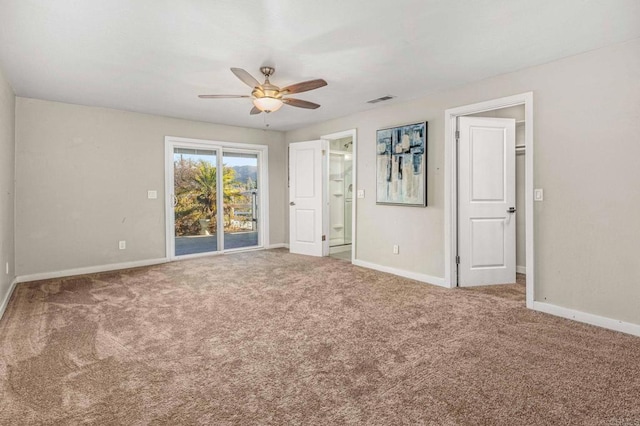 2846 Willow Glen Dr, El Cajon, CA 92019 - unfurnished bedroom featuring access to exterior, baseboards, carpet flooring, and a ceiling fan