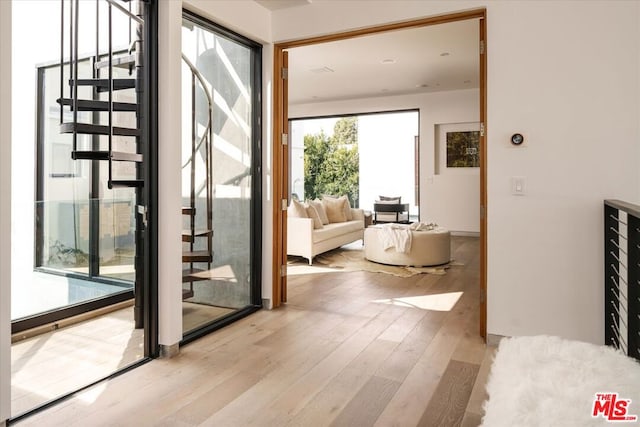 entryway with light wood-type flooring