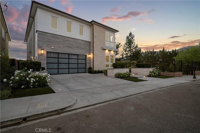 modern home featuring a garage