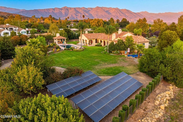 aerial view with a mountain view