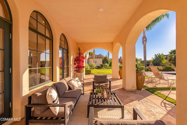 view of patio with an outdoor living space