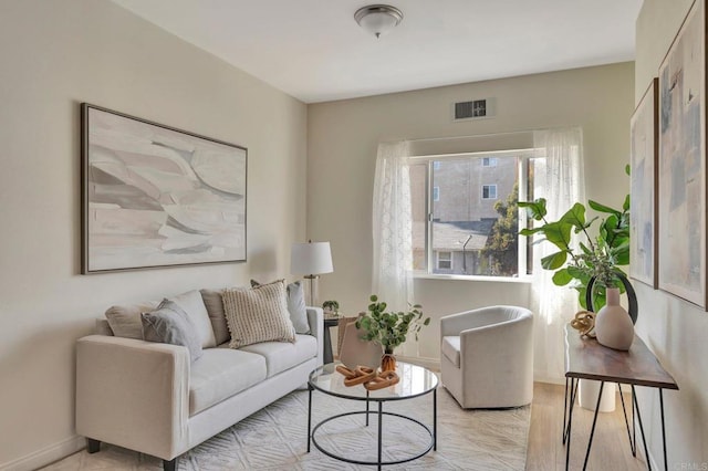 living room featuring light hardwood / wood-style flooring