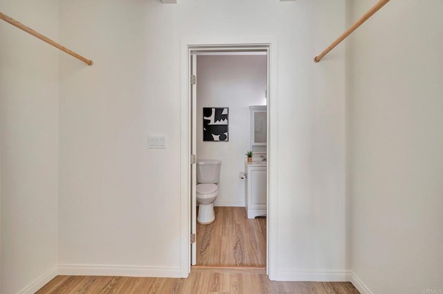 spacious closet featuring light wood-type flooring