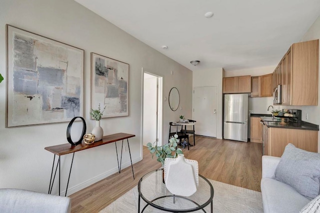 living room with light hardwood / wood-style floors