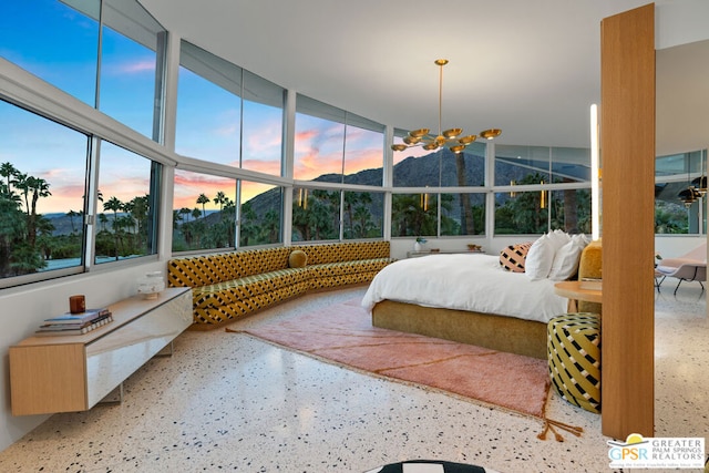 bedroom with a mountain view