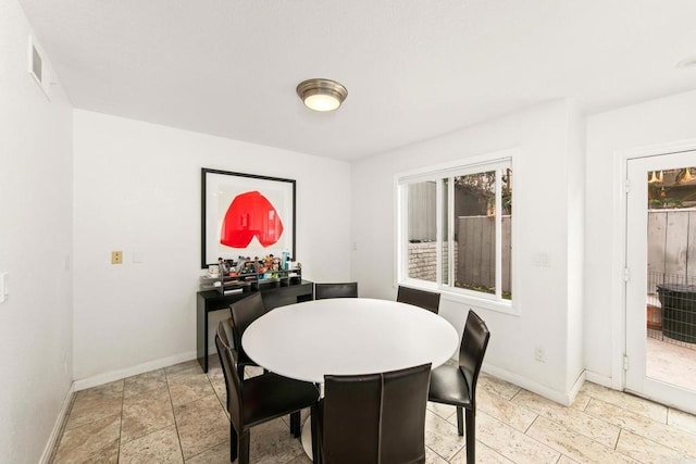541 Camino Del Mar, Del Mar, CA 92014 - dining room featuring visible vents, baseboards, and a wealth of natural light