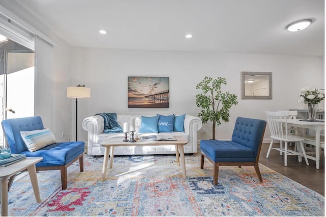 living room with wood-type flooring