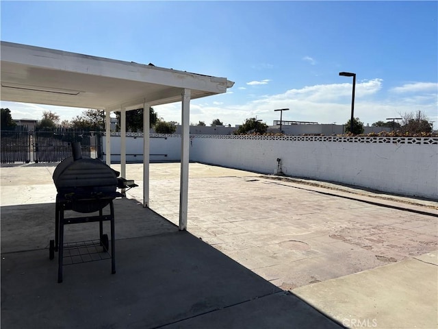 view of patio / terrace featuring a grill